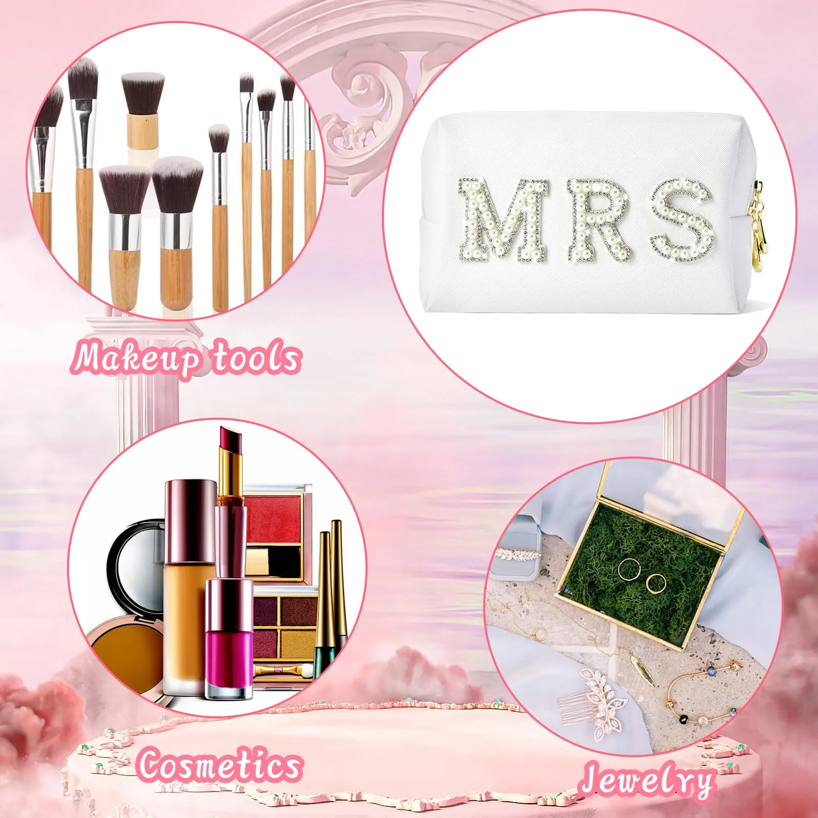Tkifoda Bride to Be Gift Set, Bridal Shower Gift for Her, Bride Hair Claw Bride Hair Clip, Bride Makeup Bag, MRS Cosmetic Bag, Wedding Gifts Bachelorette Gifts for Bride