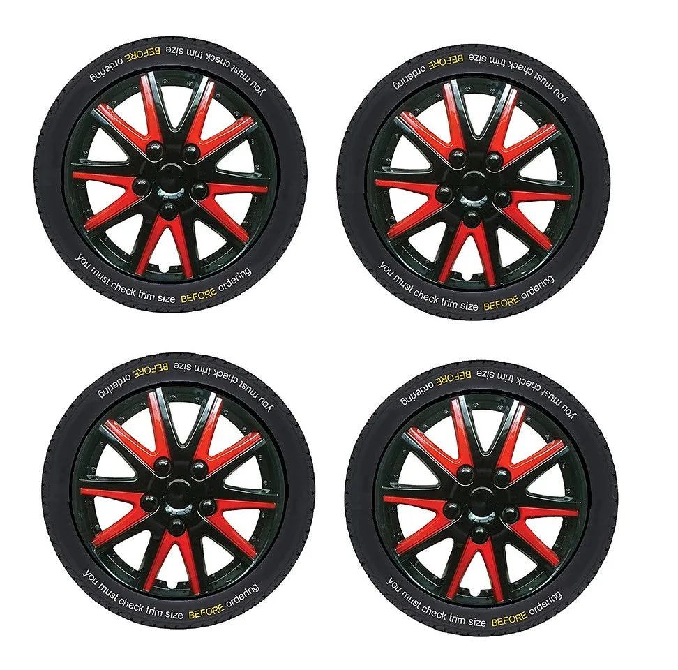 Toyota Corolla Compact Black Red Wheel Trims Covers (1997-2002)