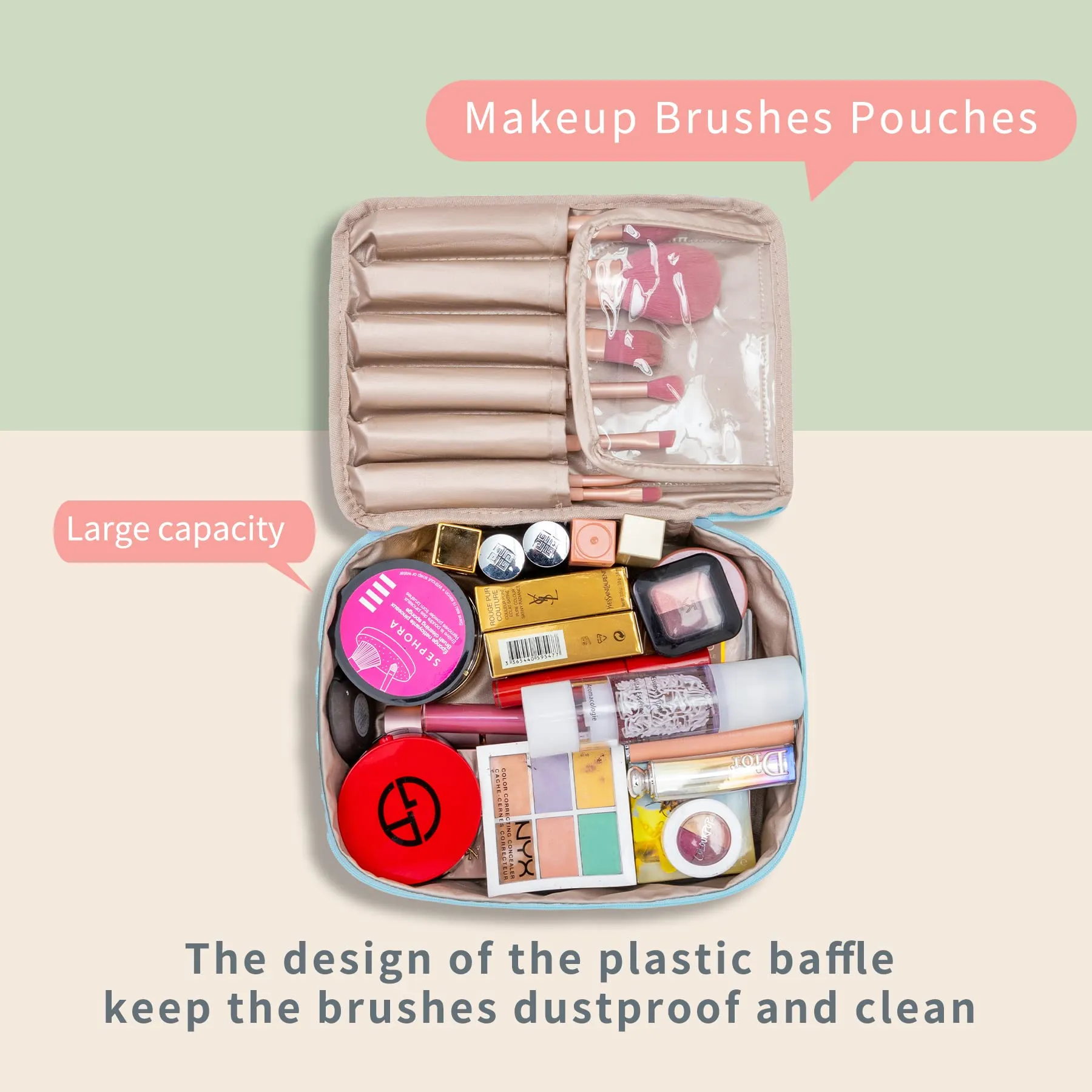 Travel Makeup Bag Cosmetic Bag Makeup Bag Toiletry bag for women and men (Blue)