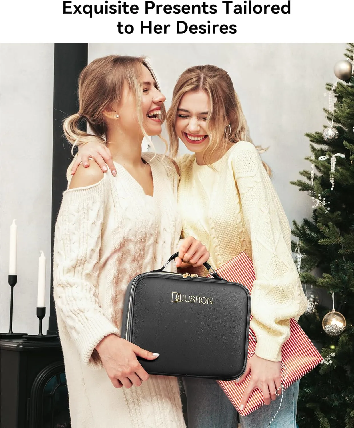 Travel Makeup Bag with LED Mirror,Train Case with Light up Mirror, Portable Makeup Artist Organizer Bag with Adjustable Dividers, Makeup Brush Holder Storage(Black, Large)