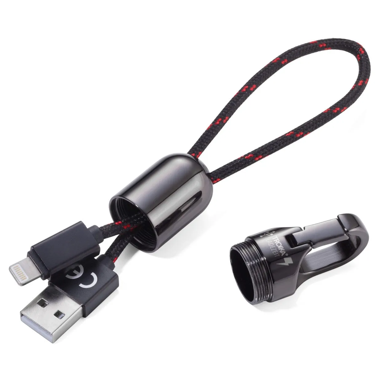 TROIKA Charging Cable on Carabiner Key Ring CHARGING TIME