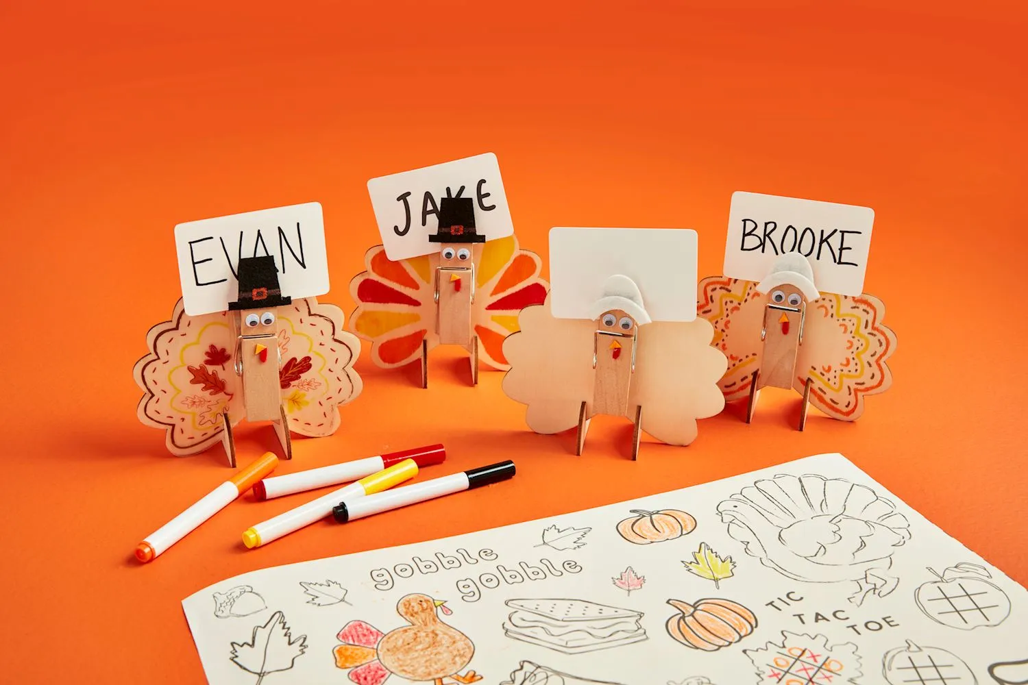 Turkey Color-Me Place Card Set