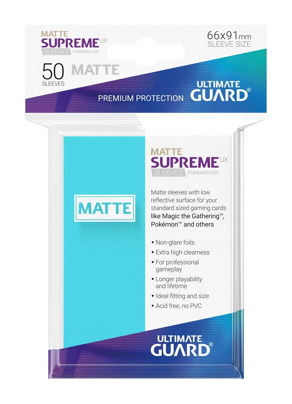 Ultimate Guard Supreme UX Sleeves Standard Size Matte Aquamarine (50)