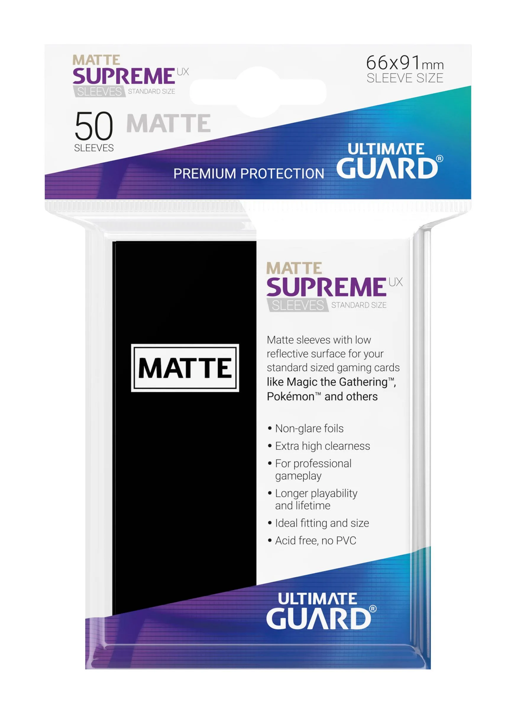 Ultimate Guard Supreme UX Sleeves Standard Size Matte Black (50)
