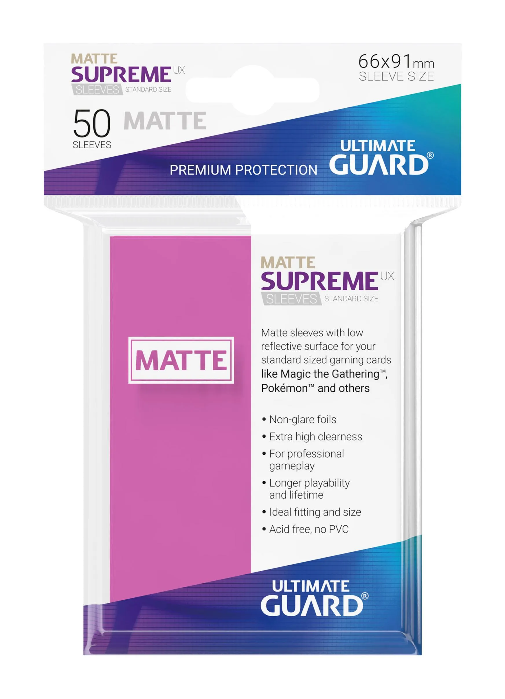 Ultimate Guard Supreme UX Sleeves Standard Size Matte Pink (50)