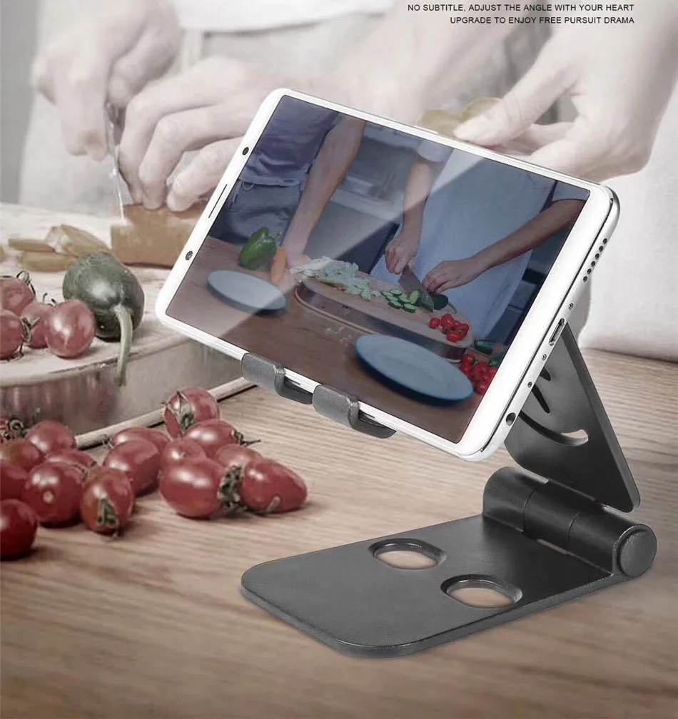Universal Foldable Desktop Desk Stand Holder Mount for Cell Phone Tablet Pad black