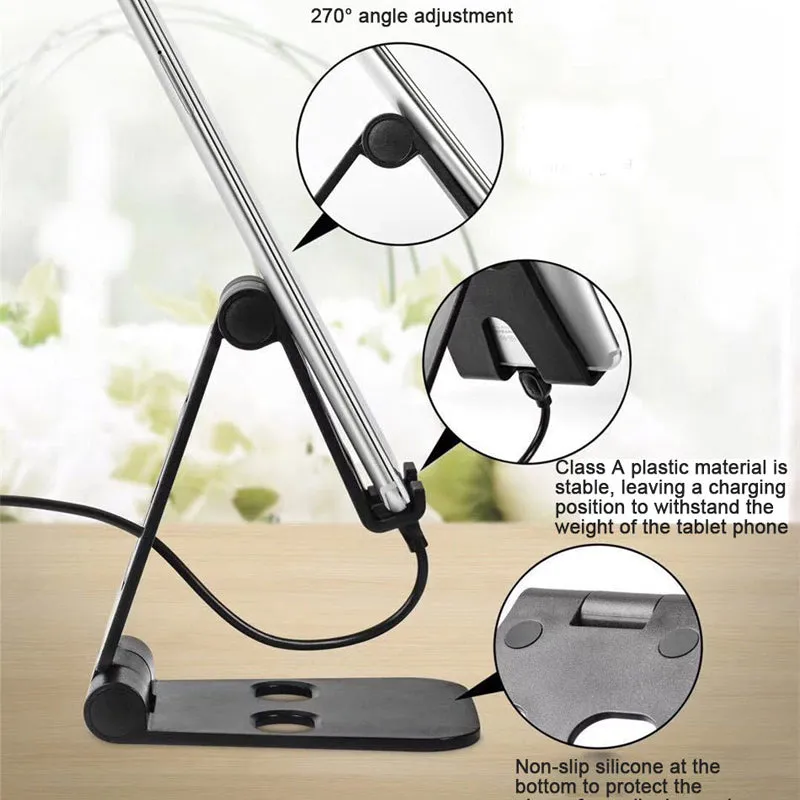 Universal Foldable Desktop Desk Stand Holder Mount for Cell Phone Tablet Pad black