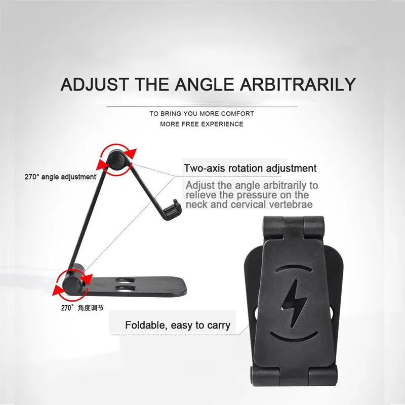 Universal Foldable Desktop Desk Stand Holder Mount for Cell Phone Tablet Pad black