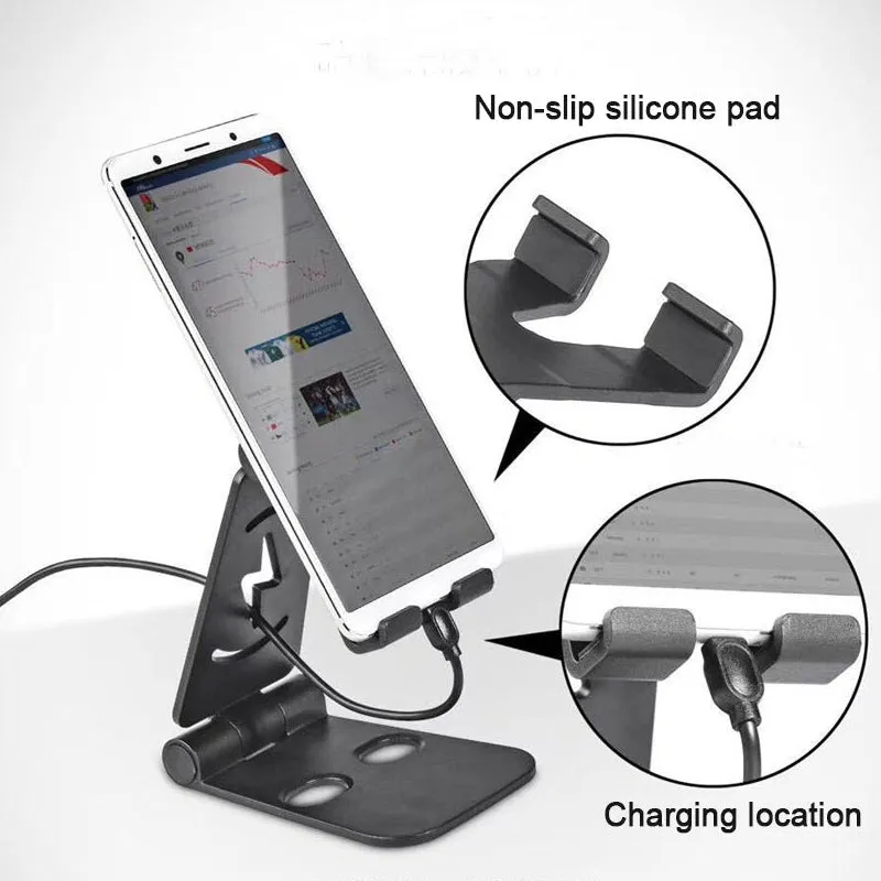 Universal Foldable Desktop Desk Stand Holder Mount for Cell Phone Tablet Pad black