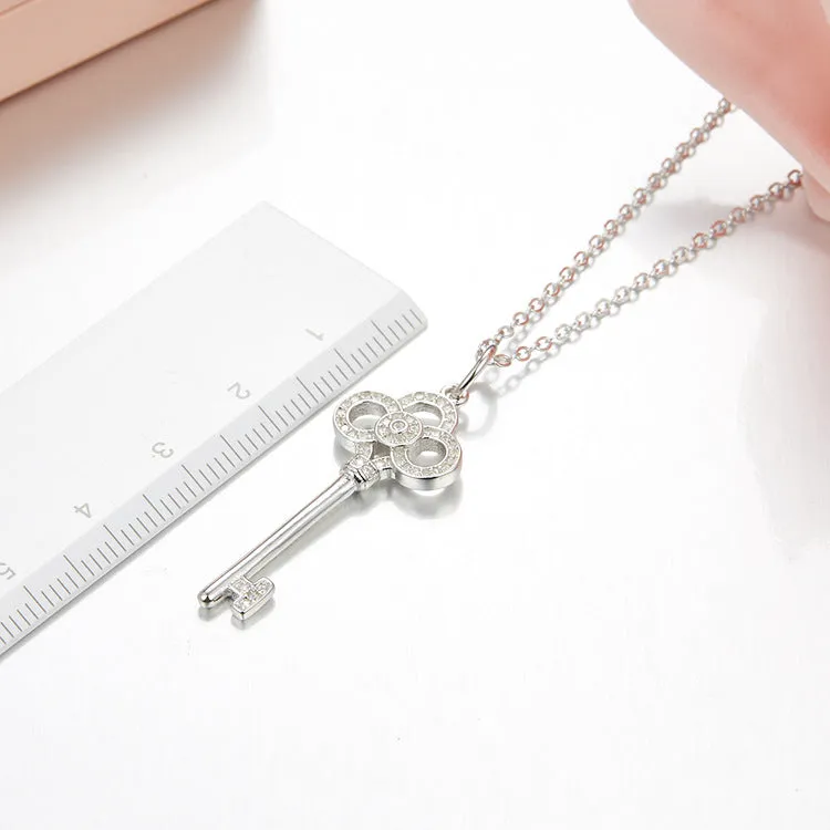 Unlock Happiness Crown Key Pendant Necklace
