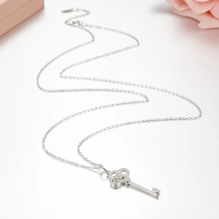 Unlock Happiness Crown Key Pendant Necklace