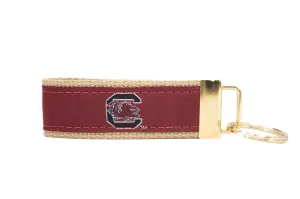 USC Gamecocks Collegiate Woven Ribbon Key Chain. University of South Carolina Key Fob. USC Gamecocks Gift. Brass Clasp and O-Ring.