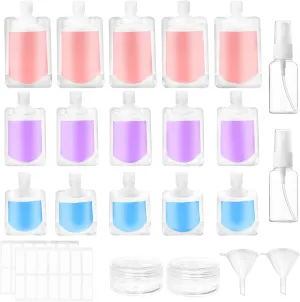 UZSUZZ Refillable Containers Kits 23 Pack Travel Pouches for Toiletries, damaged box