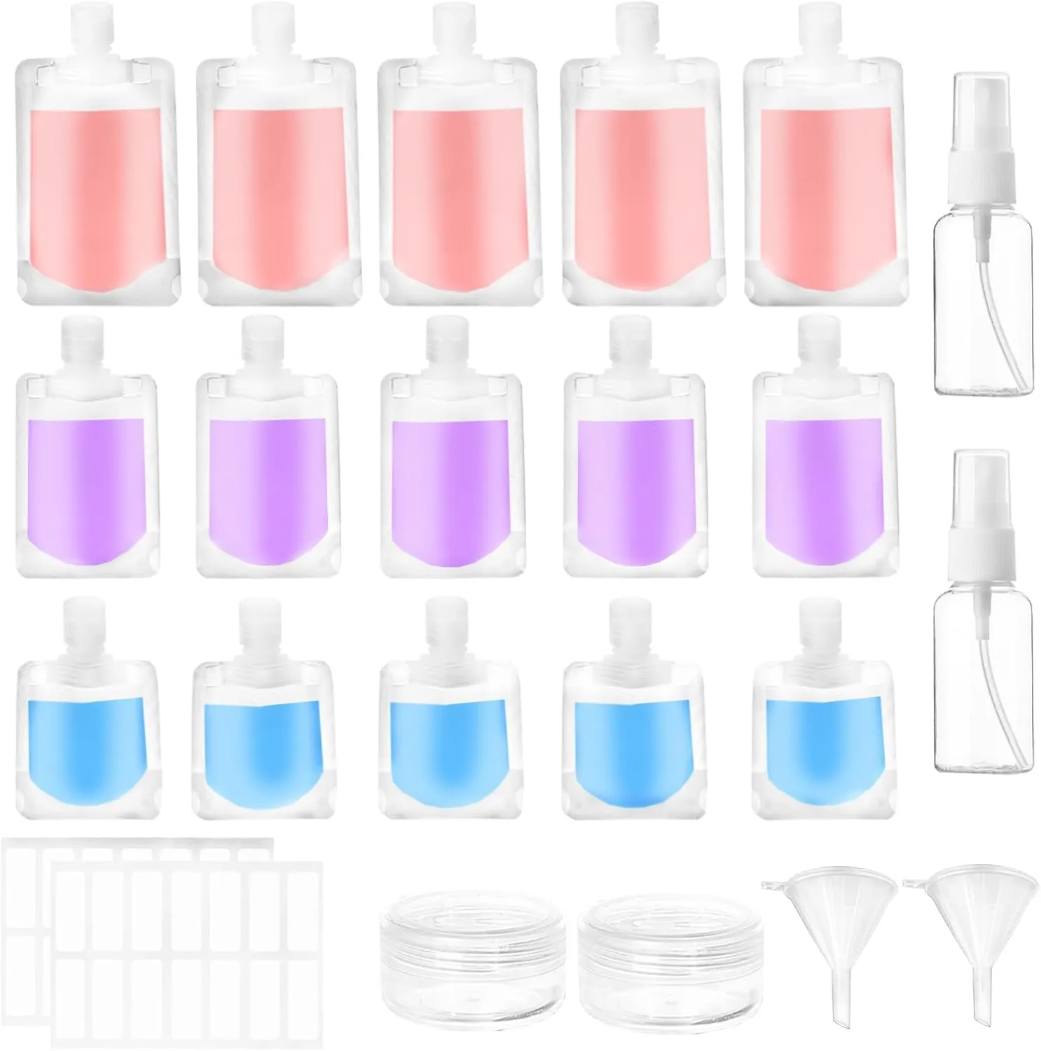 UZSUZZ Refillable Containers Kits 23 Pack Travel Pouches for Toiletries, damaged box