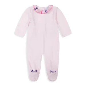 Velour Sara Footie -- Pink w/ Bouden Plaid