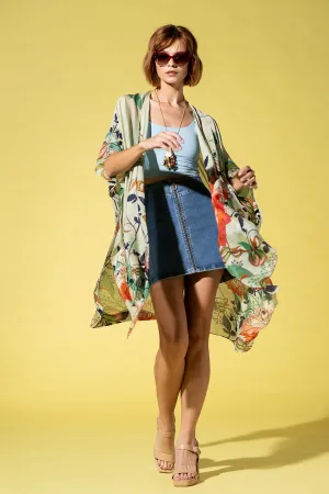 Verdant Garden Draped Kimono