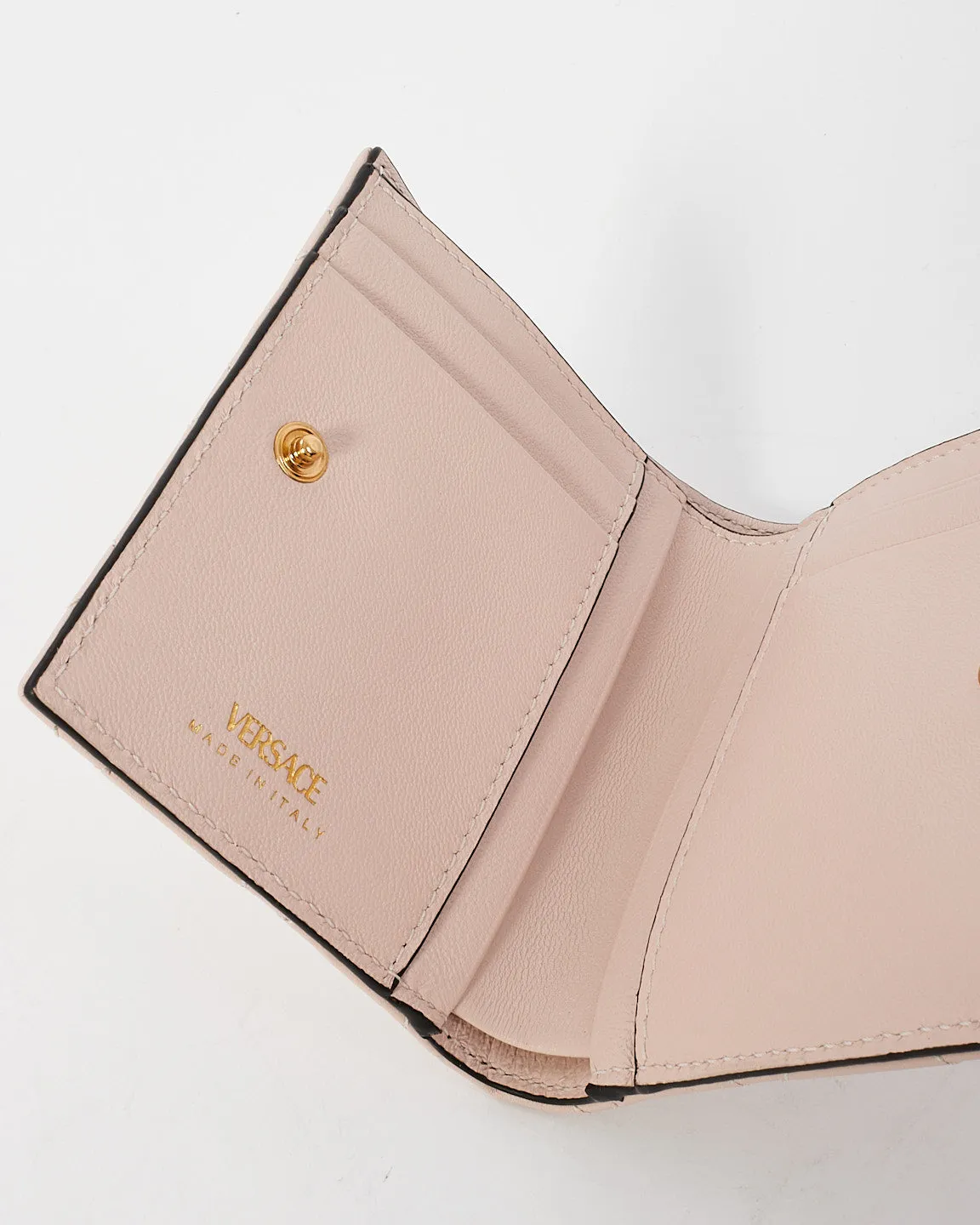 Versace Pink Quilted Leather Medusa Logo Wallet