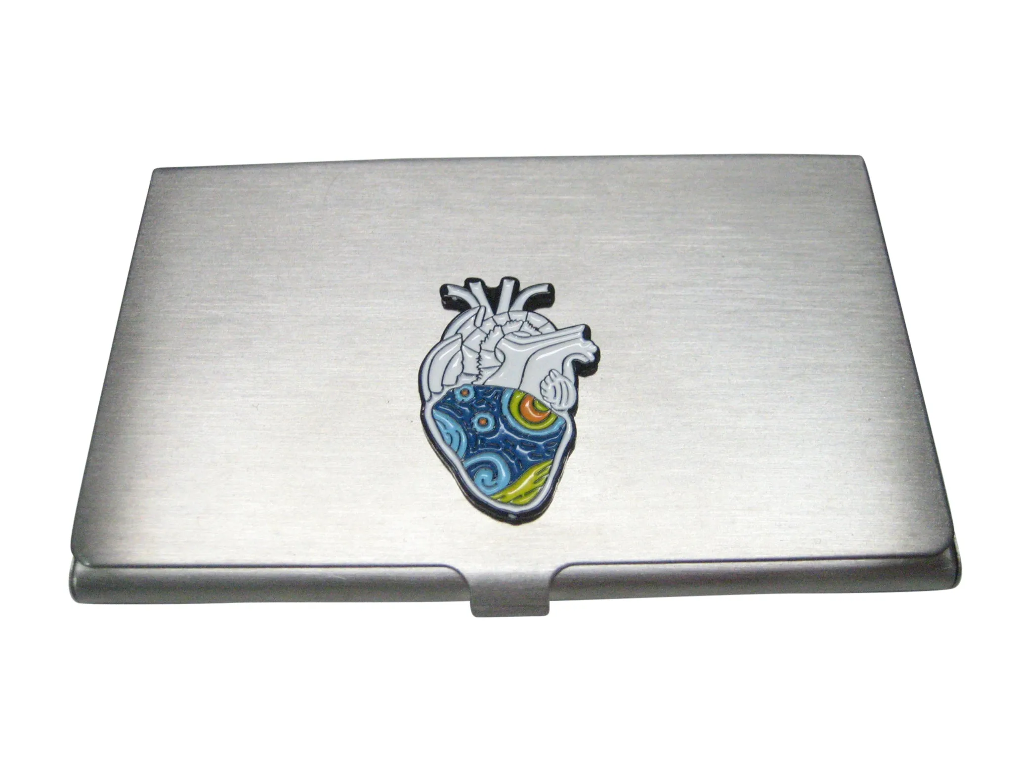 Vincent Van Gogh Starry Night Love Anatomical Heart Business Card Holder