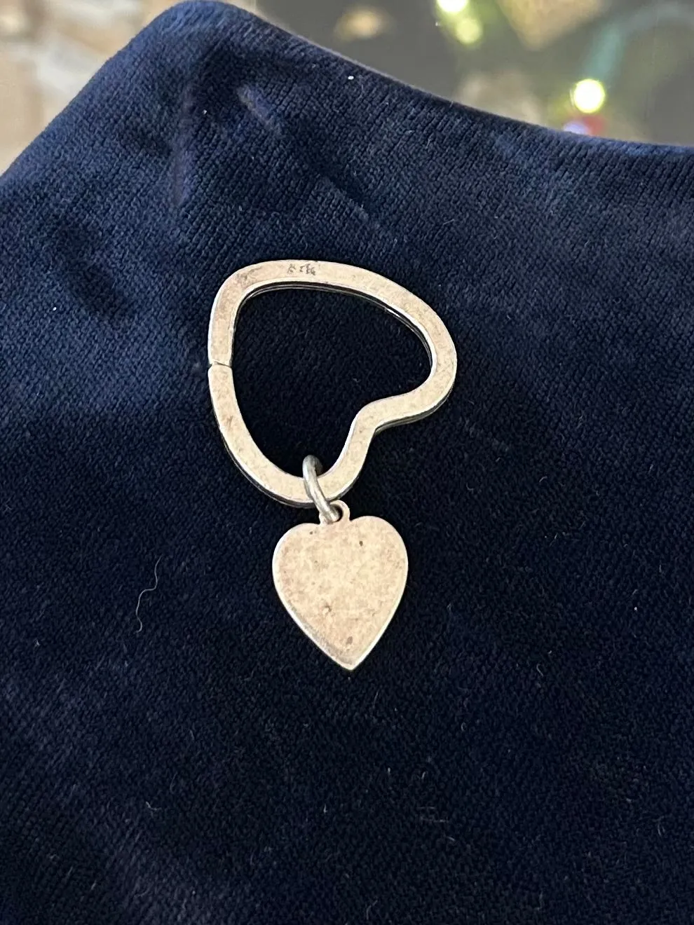 Vintage Signed Tiffany & Co. 925 Sterling Silver Heart Shaped Key Chain Key Ring with Heart Charm