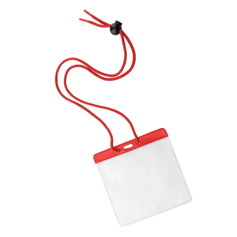 Vinyl Badge Holder with Color Bar and Neck Cord (100/Pack)