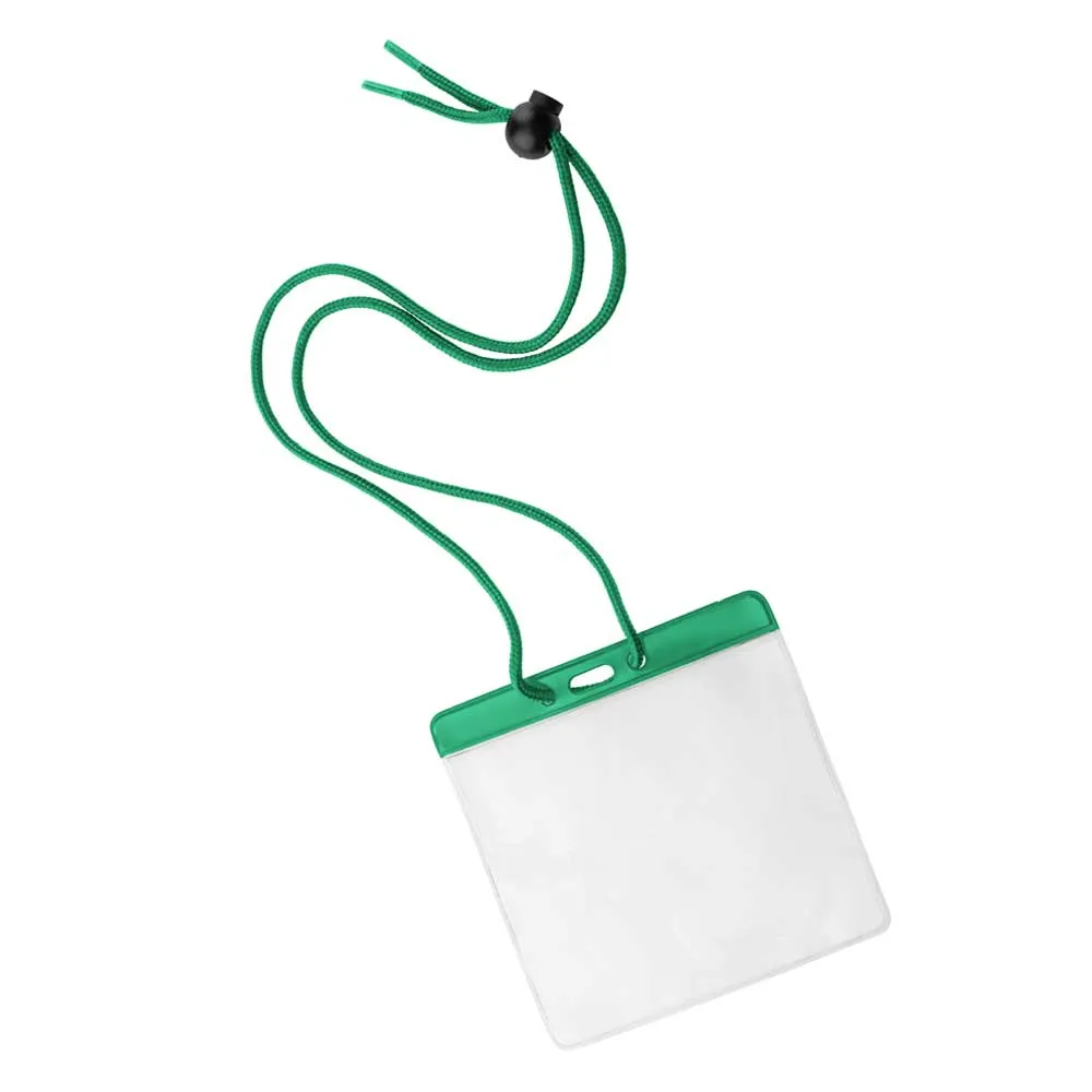 Vinyl Badge Holder with Color Bar and Neck Cord (100/Pack)