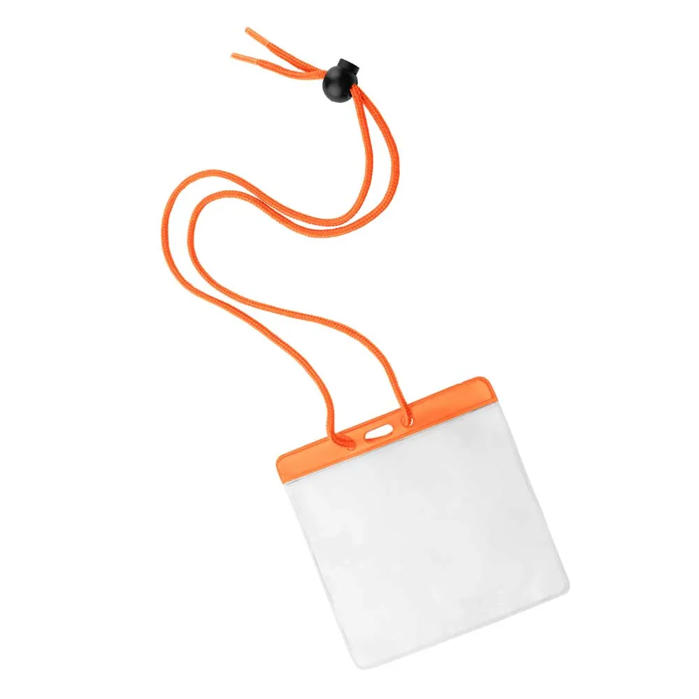 Vinyl Badge Holder with Color Bar and Neck Cord (100/Pack)