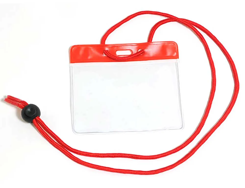 Vinyl Badge Holder with Color Bar and Neck Cord (100/Pack)