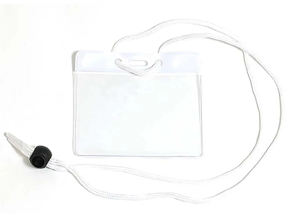 Vinyl Badge Holder with Color Bar and Neck Cord (100/Pack)