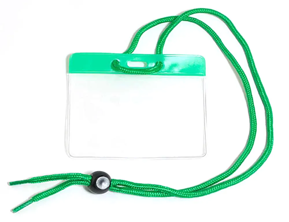 Vinyl Badge Holder with Color Bar and Neck Cord (100/Pack)