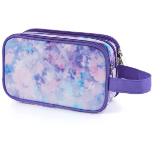 Vipdeal Kids Toiletry Bag for Girls, Travel Toiletry Bag for Teen Girls Cosmetic Bag Makeup Bag Waterproof Hanging Wash Bag Toiletries, Tie Dye Purple