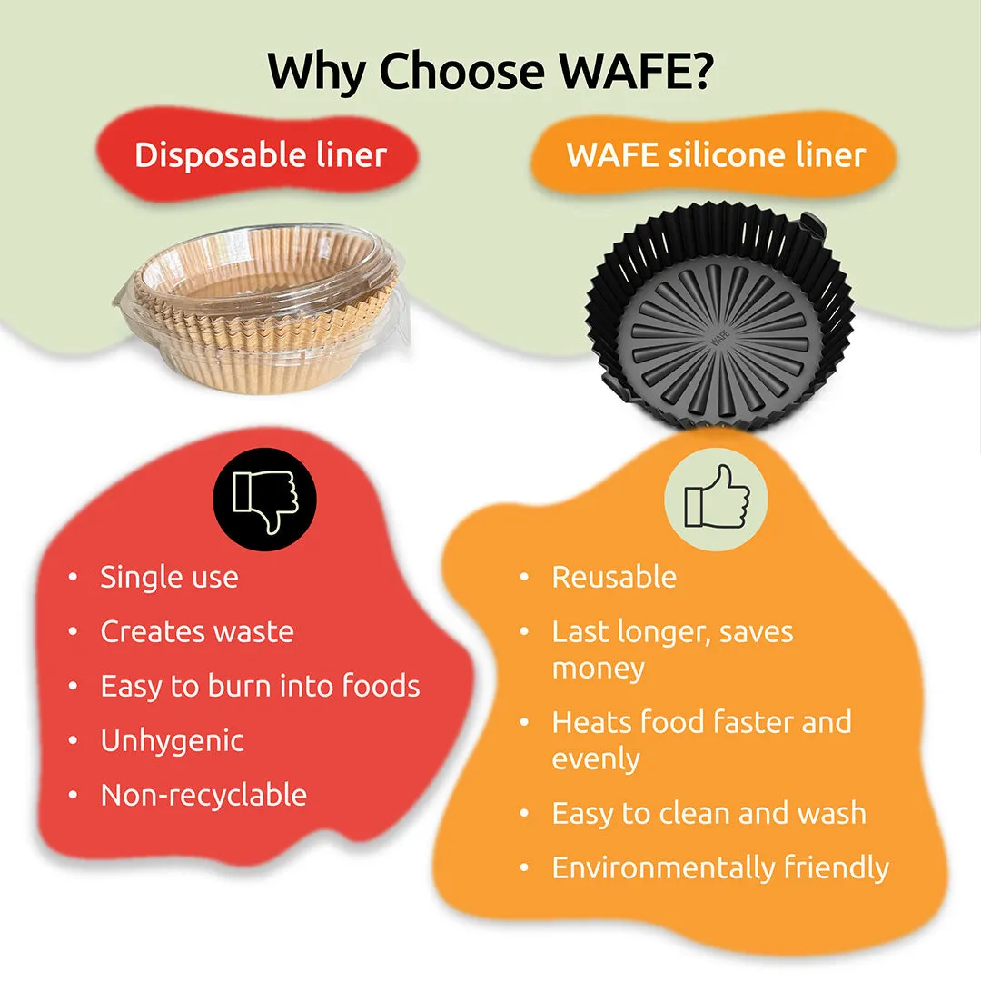WAFE Silicone Air Fryer Liner 2PACK -Black/Orange