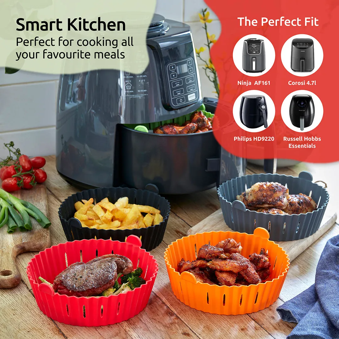 WAFE Silicone Air Fryer Liner 2PACK -Black/Orange