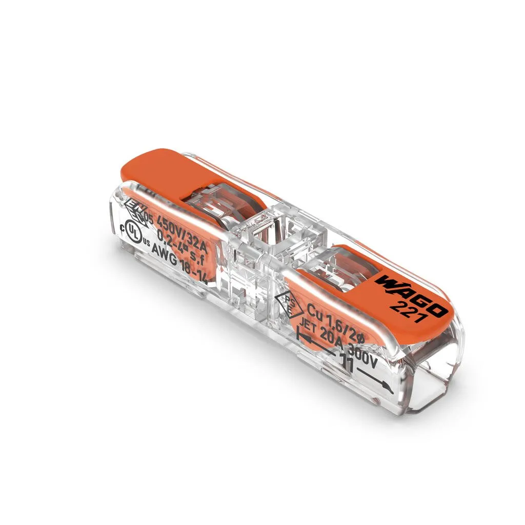 Wago 221-2411 4mm² 221 Inline Compact Connector - Transparent