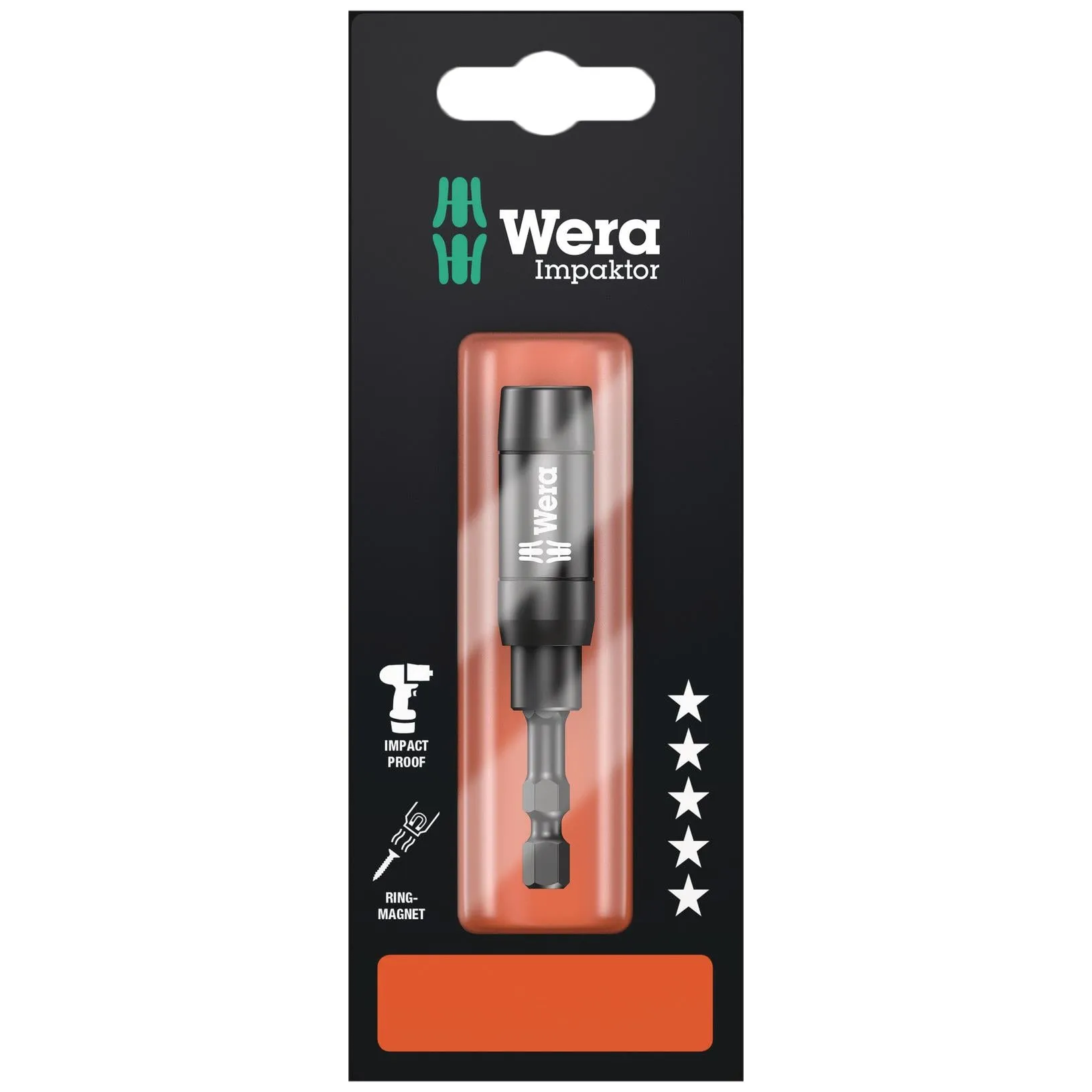 Wera Impaktor Impact Bit Holder with Retaining Ring and Ring Magnet 897/4 IMP R SB 1/4" Hex 75mm