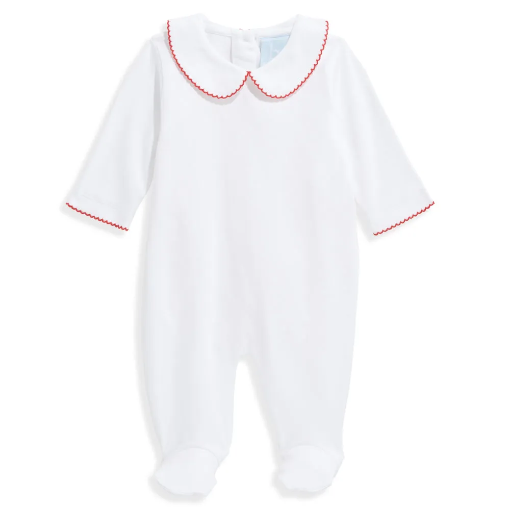 White W/Red Collared Pima Footie