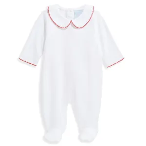 White W/Red Collared Pima Footie