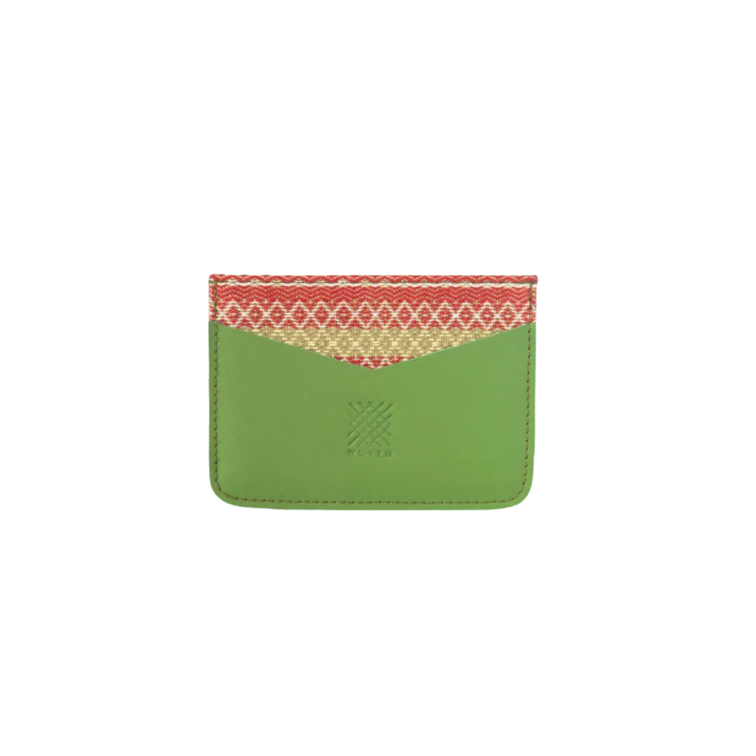 Woven Bulsa Card Holder - Olive Leather