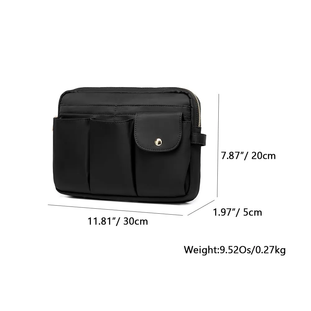YONBEN Storage Bag Cosmetic Bag for Women, Travel Makeup Bag Zip Up Bag Cute Makeup Bag Perfect Storage for Cosmetics, Black/Nylon
