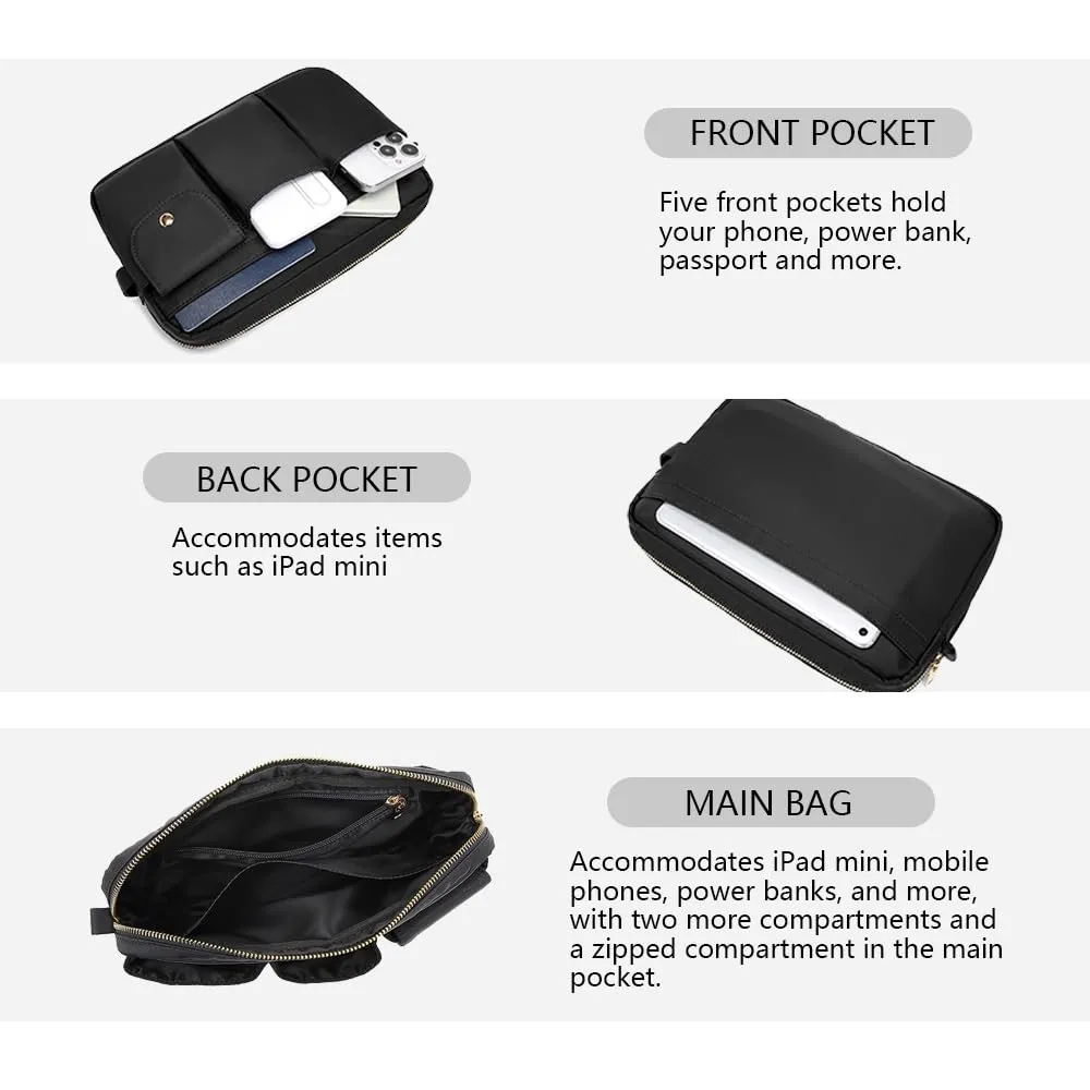 YONBEN Storage Bag Cosmetic Bag for Women, Travel Makeup Bag Zip Up Bag Cute Makeup Bag Perfect Storage for Cosmetics, Black/Nylon