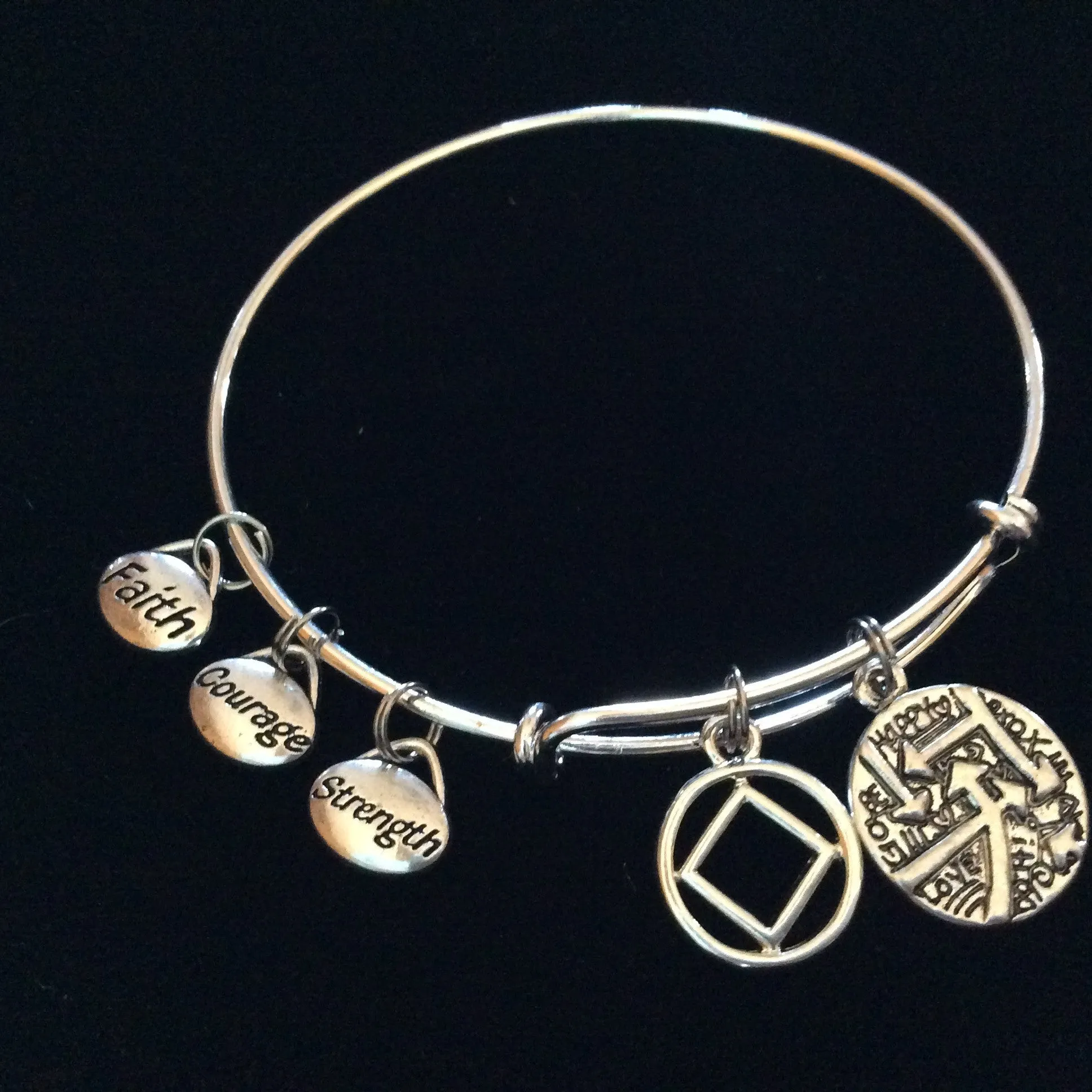 You are the Master of Your own Destiny Narcotics Anonymous Silver Expandable Charm Bracelet Bangle