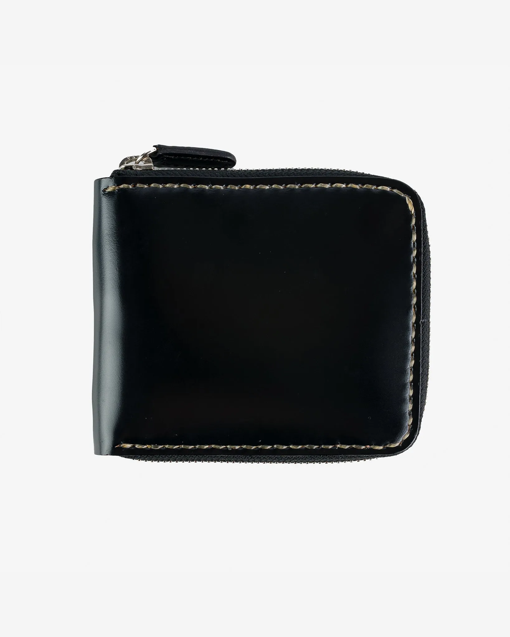 Zip-Secured Shell Cordovan Wallet - Black