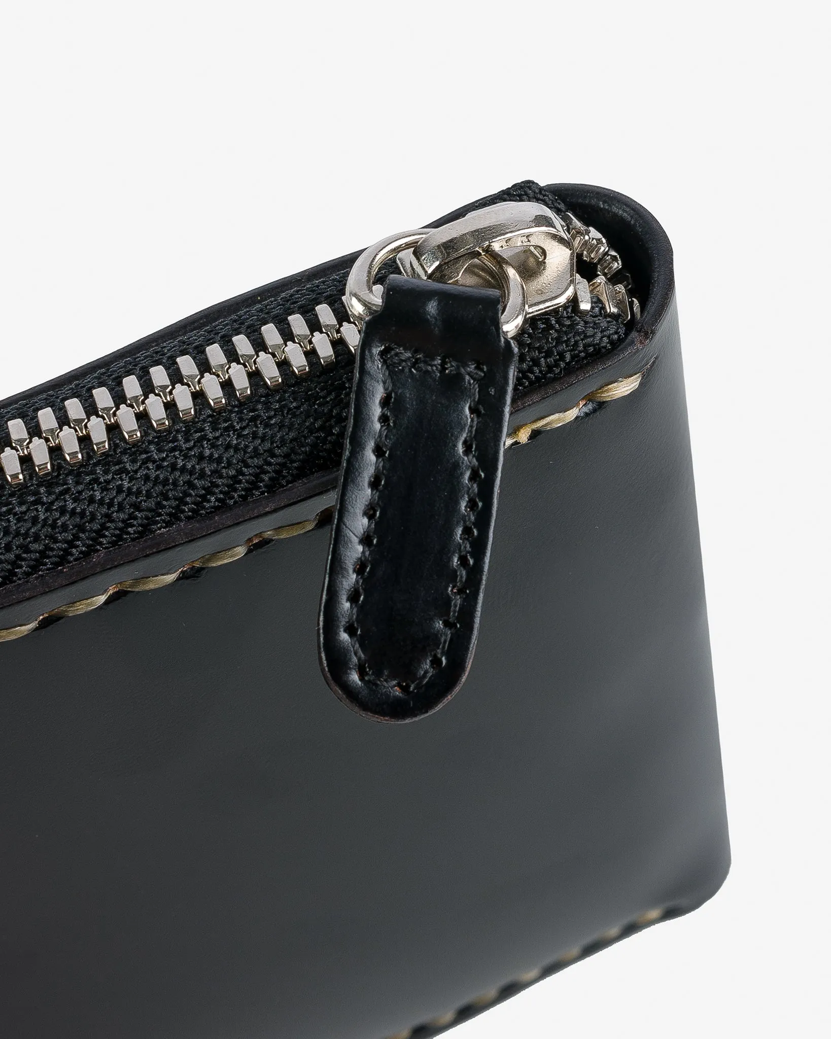 Zip-Secured Shell Cordovan Wallet - Black