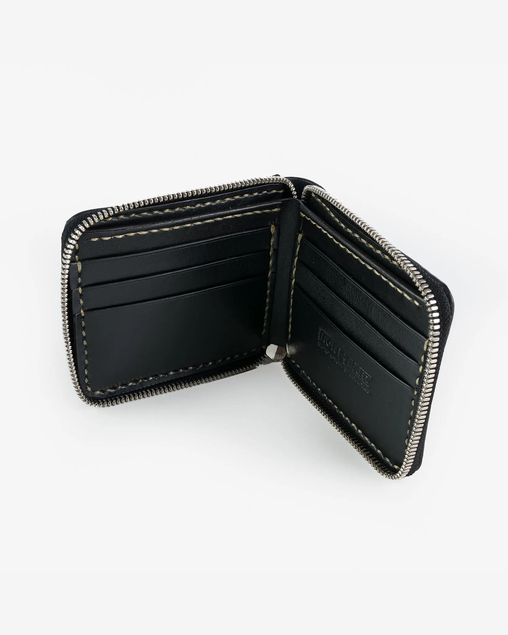 Zip-Secured Shell Cordovan Wallet - Black