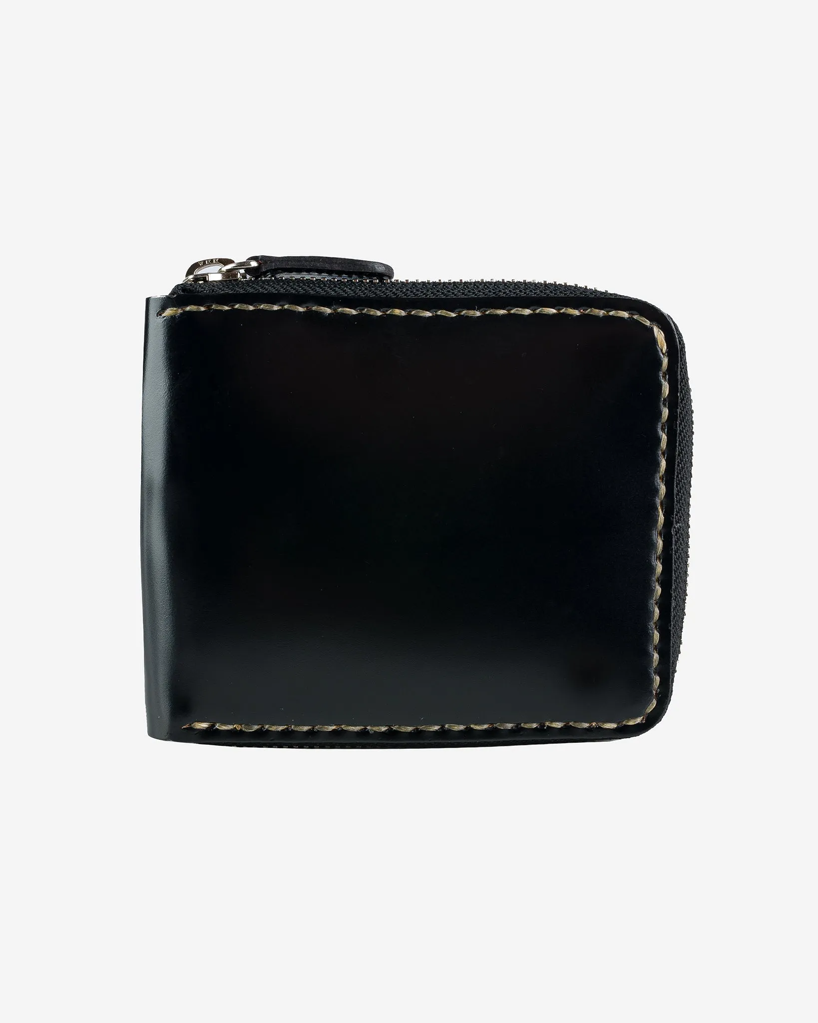 Zip-Secured Shell Cordovan Wallet - Black