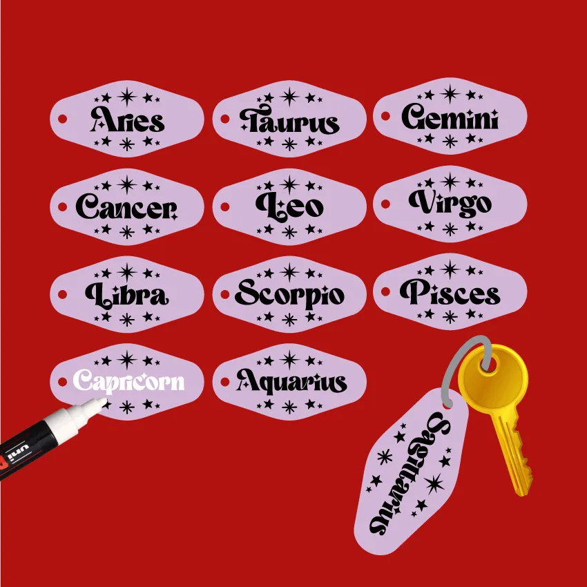 Zodiac  Motel Key Fobs - 2 pce Set